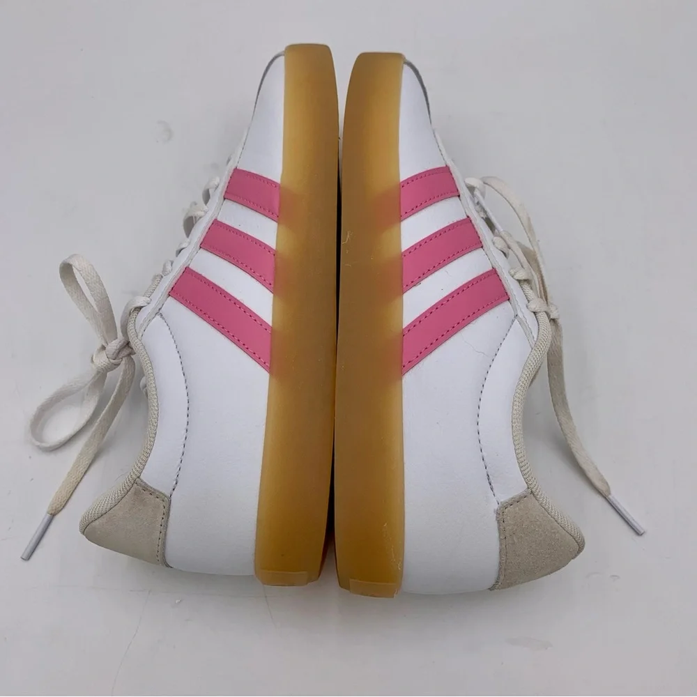 Adidas VL Court 3.0 Sneakers Shoes Women Or Big Girls Sz 5 Pink & White Youth‎